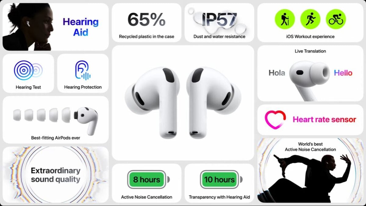 AirPods Pro 3発表！音質、バッテリー持ちが改善！翻訳は日本語に年内対応