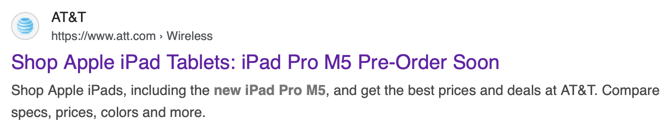 at&t ipad pro m5 google