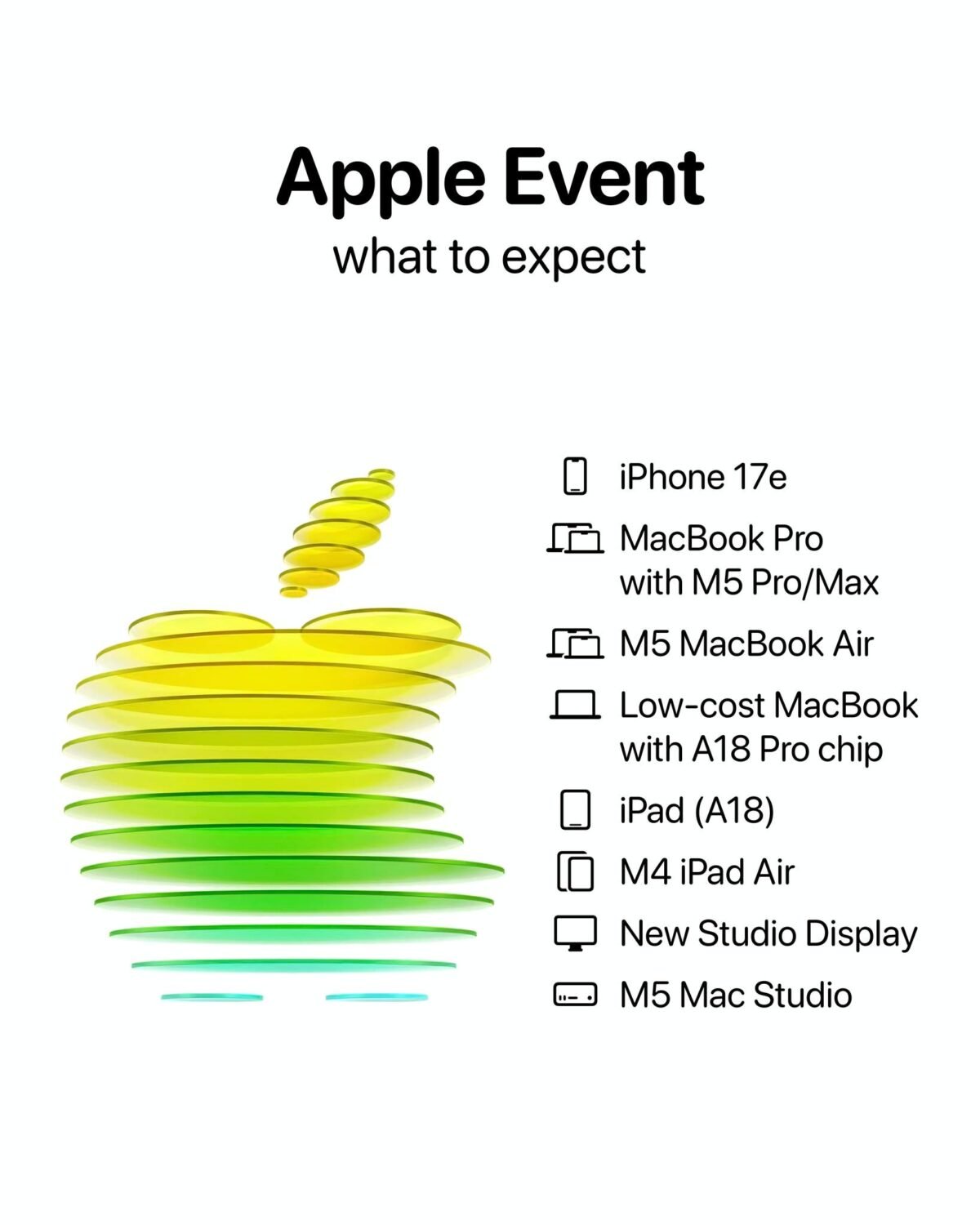 iPhone17eを3月2日に発表後、3月4日まで毎日新製品を発表か