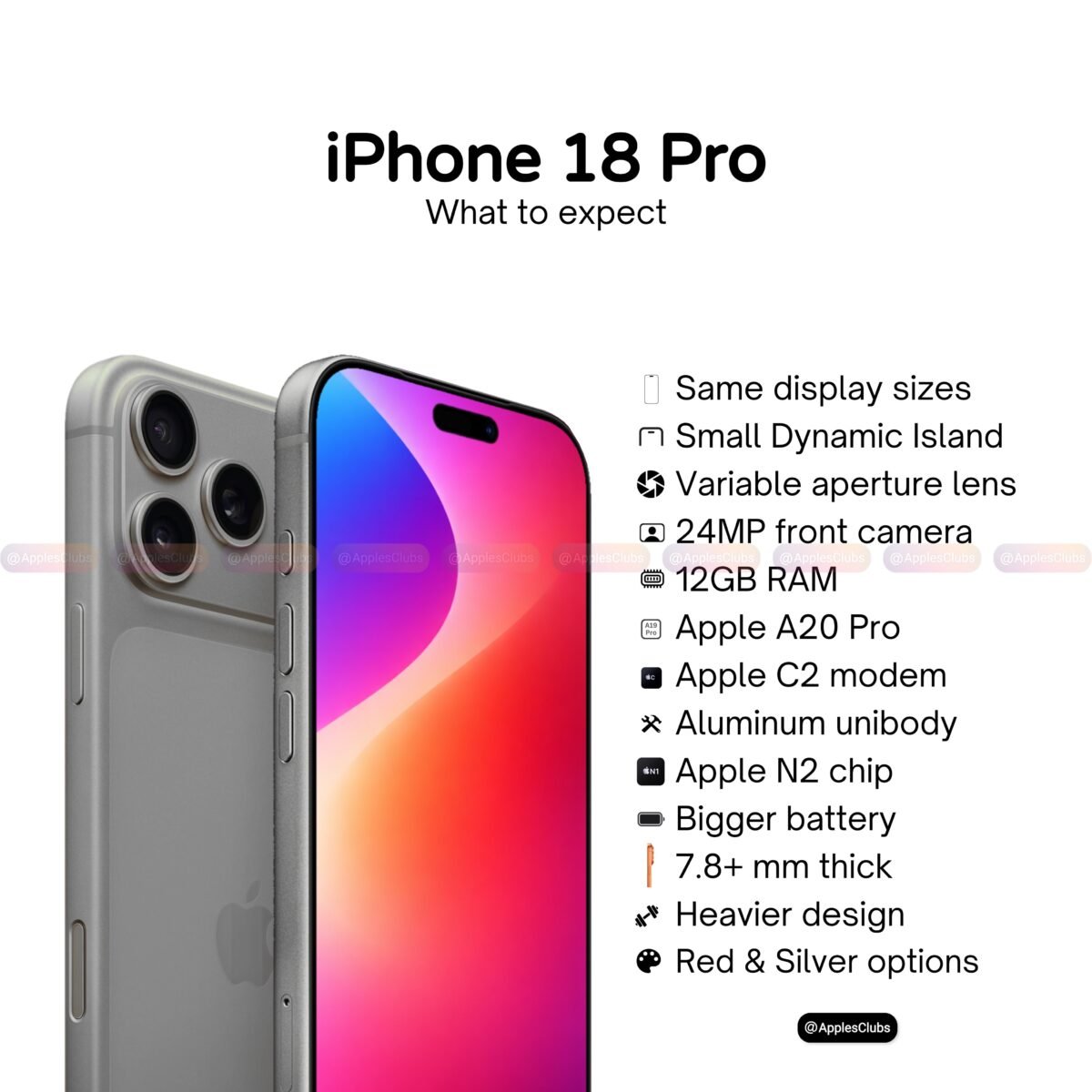 iPhone18 Proの本体カラーは3種類〜シルバー以外の2種類は新色と予想