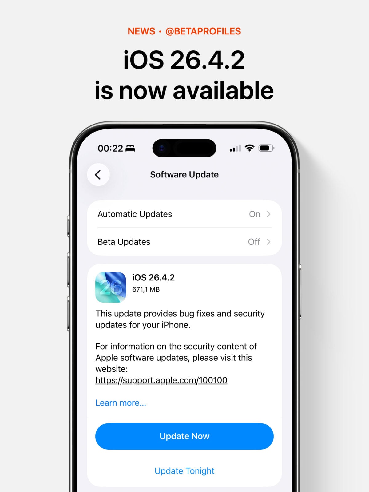 iOS/iPadOS26.4.2とiOS/iPadOS18.7.8がリリース