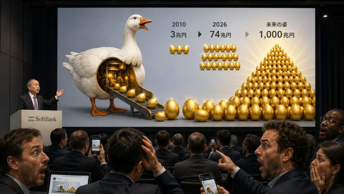 ソフトバンクのガチョウと金の卵プレゼンが海外でミームに