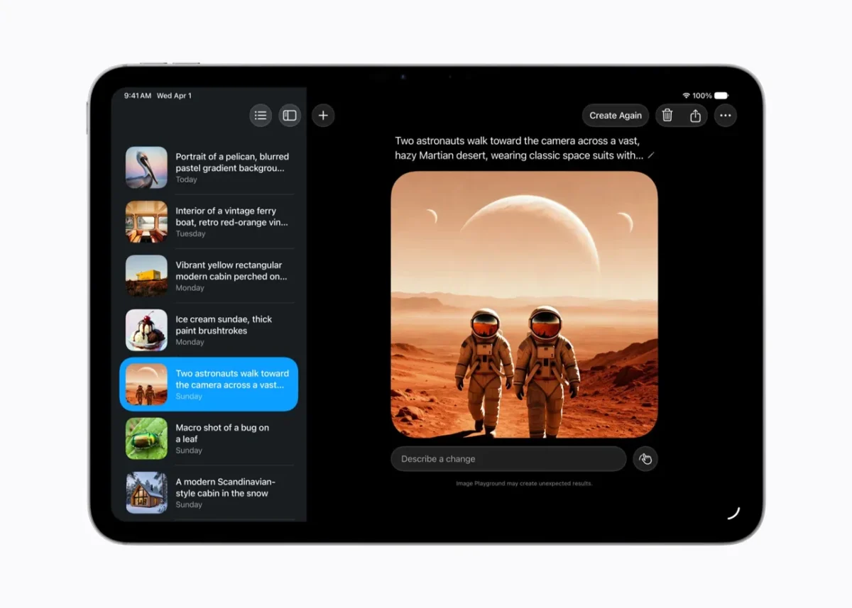 Apple IntelligenceのImage Playgroundを使用しているiPadのイメージ