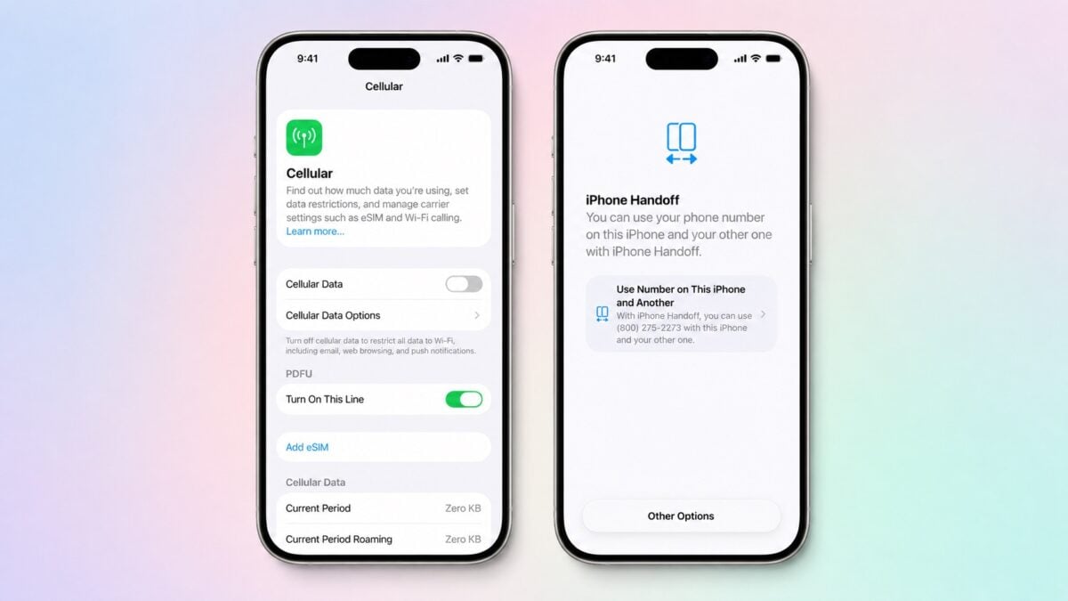 iOS27のモバイル通信メニューに追加されたiPhone Handoffの設定画面