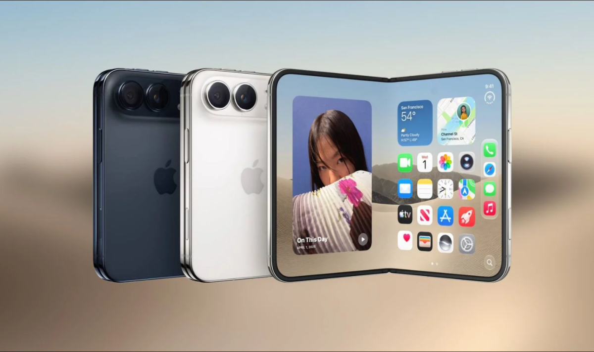 iPhone Duoの開いている状態と背面カメラの画像