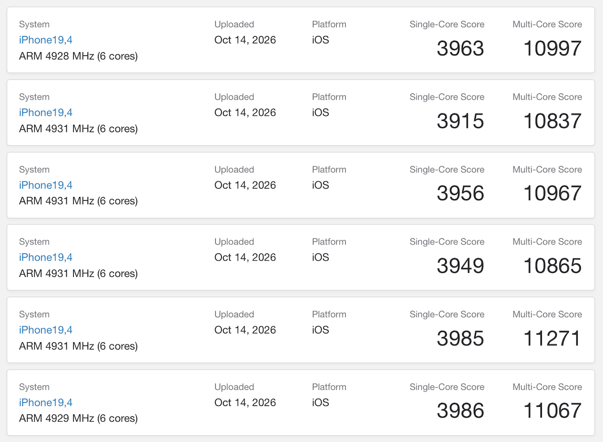 iPhone Duo GB7 CPU sum